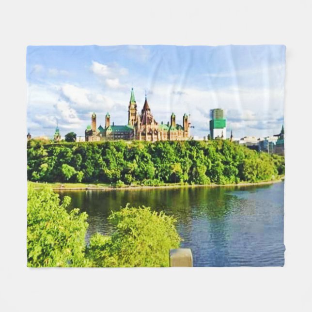Architecture of Parliament Hill Ottawa. Buy Now Fleece Blanket (Front (Horizontal))