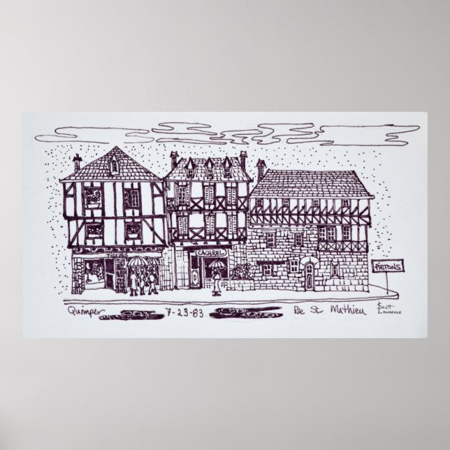 Architecture Rue St. Mathieu | Quimper, Brittany Poster (Front)