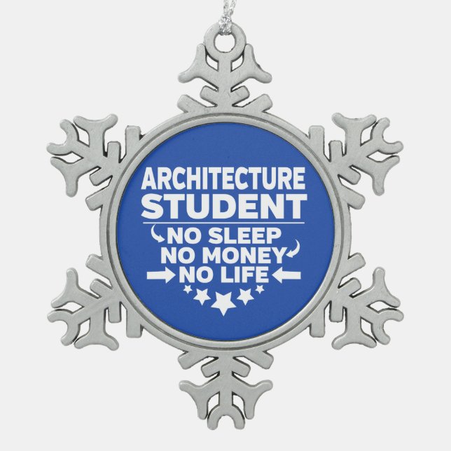 Architecture Student No Life or Money Snowflake Pewter Christmas Ornament (Front)
