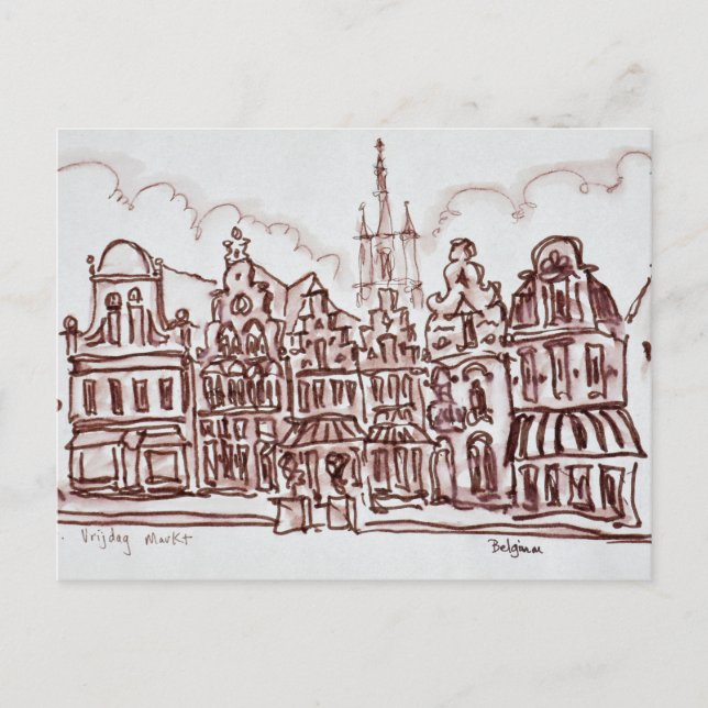 Architecture Vrijdagmarkt | Ghent, Belgium Postcard (Front)