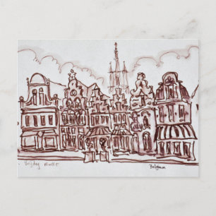 Architecture Vrijdagmarkt Ghent, Belgium Postcard