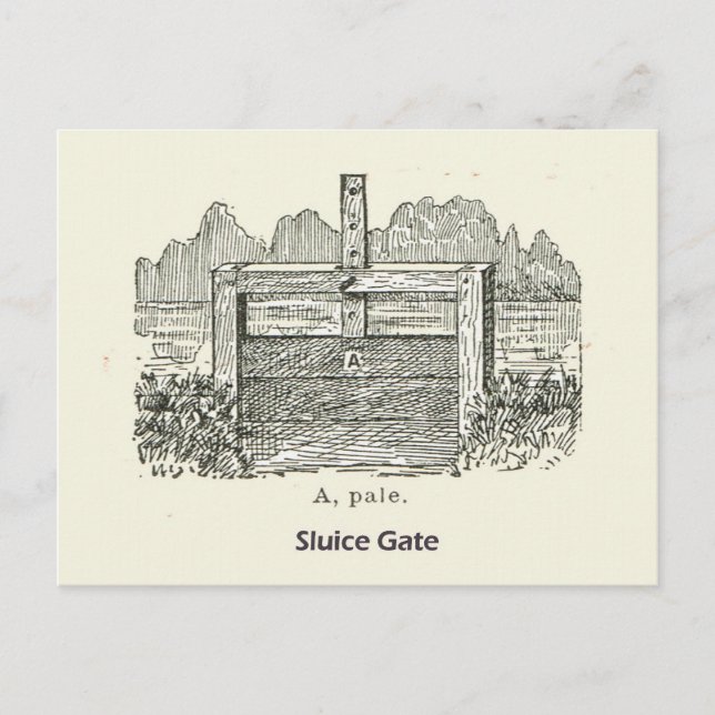 Architecture, wooden sluice gate postcard (Front)