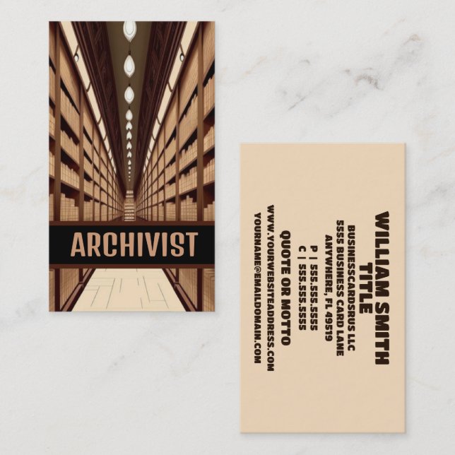 Archive Librarian Archivist Business Card (Front/Back)
