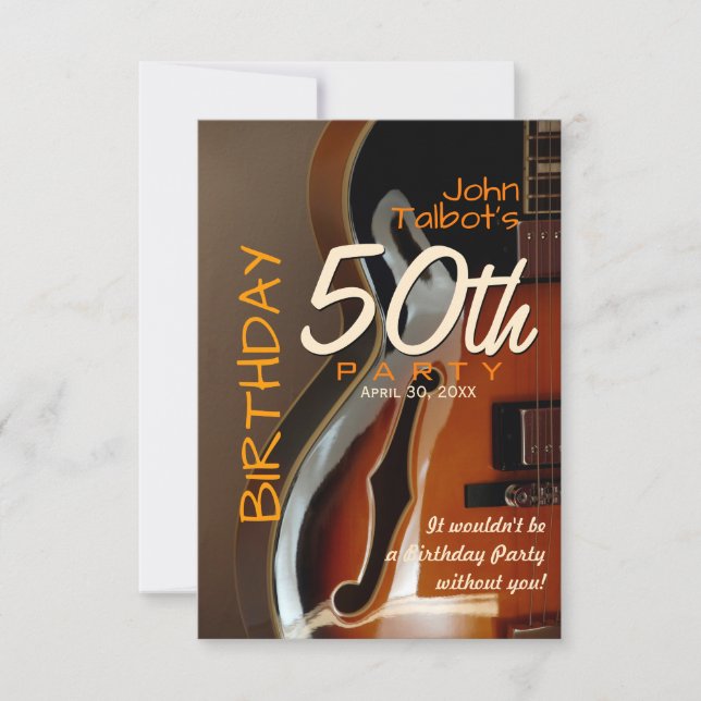 Archtop guitar 50th Birthday Party Invitation (Front)