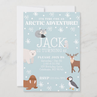 Arctic Animal Birthday Party Invitation