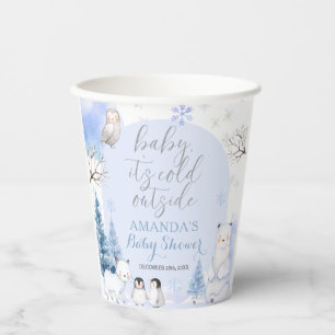 ARCTIC ANIMAL Snowflakes Trees Baby Shower Paper Cups
