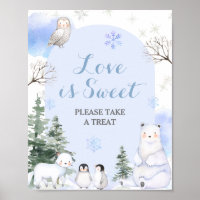 ARCTIC ANIMAL Snowflakes Trees Love is Sweet