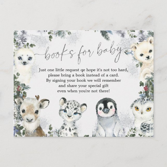 Arctic Animal Winter Onederland Books for Baby Invitation Postcard (Front)