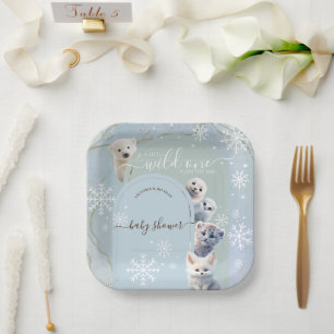 Arctic Animal Winter Snow Baby Shower Paper Plate