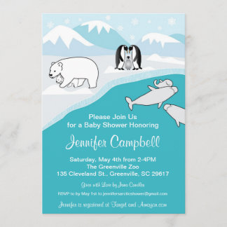 Arctic Animals Baby Shower Invitation