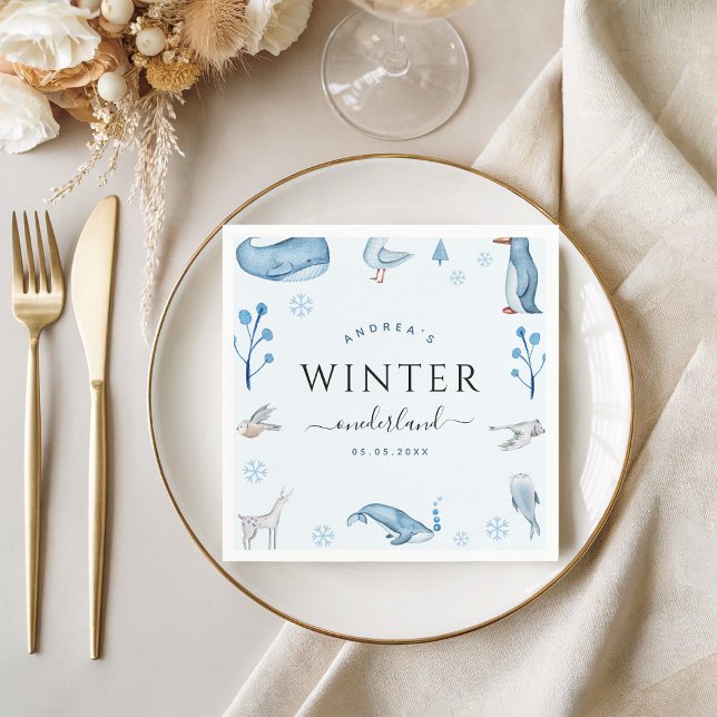 Arctic Animals Blue Winter Onederland Napkins (Creator Uploaded)
