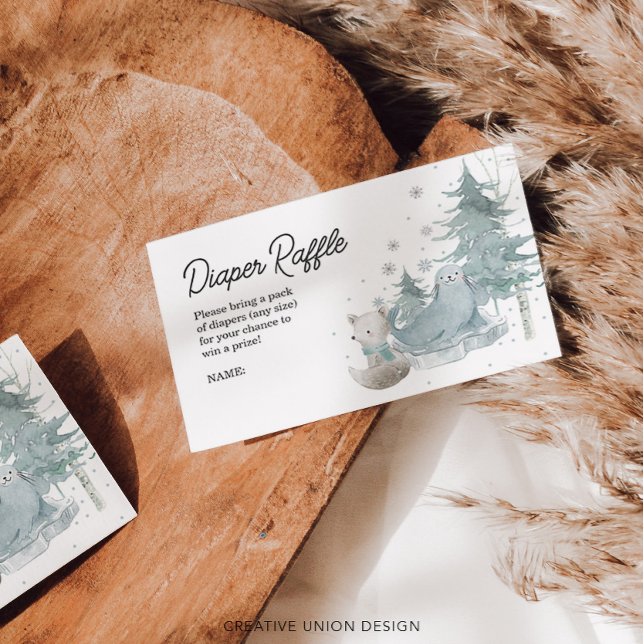 Arctic Animals Diaper Raffle Baby Shower Card (Creator Uploaded)