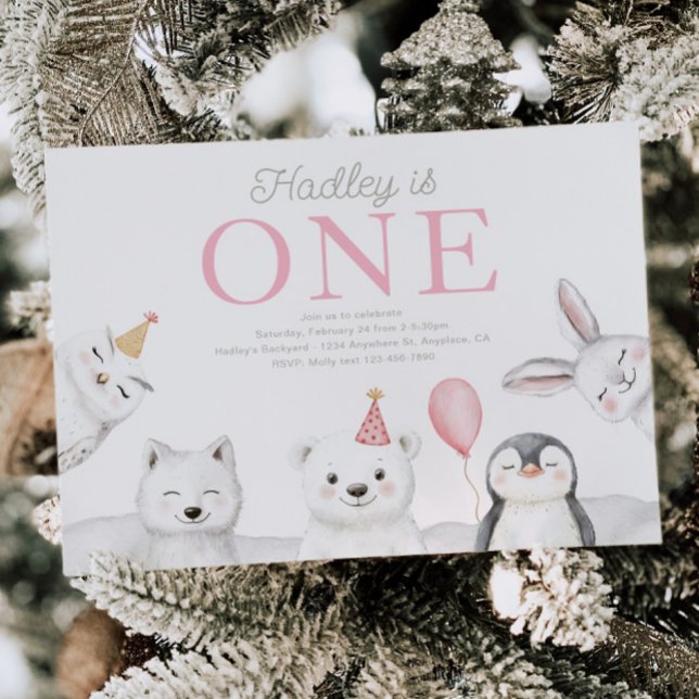 Arctic Animals First Birthday Invitation (Creator Uploaded)