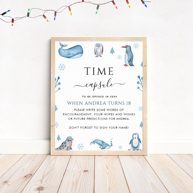 Arctic Animals Winter 1st Birthday Time Capsule Poster (Creator Uploaded)