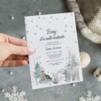 Arctic Animals Winter Baby Shower Invitation Card