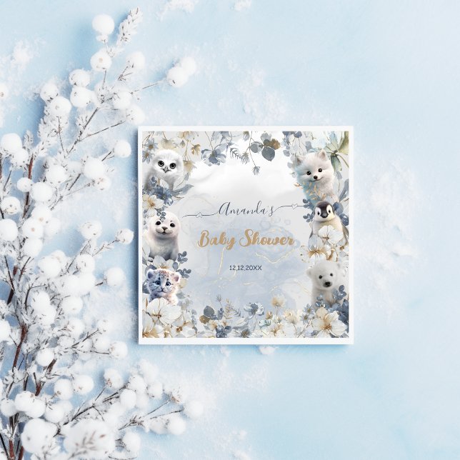 Arctic Animals Winter Baby Shower Napkin (Creator Uploaded)