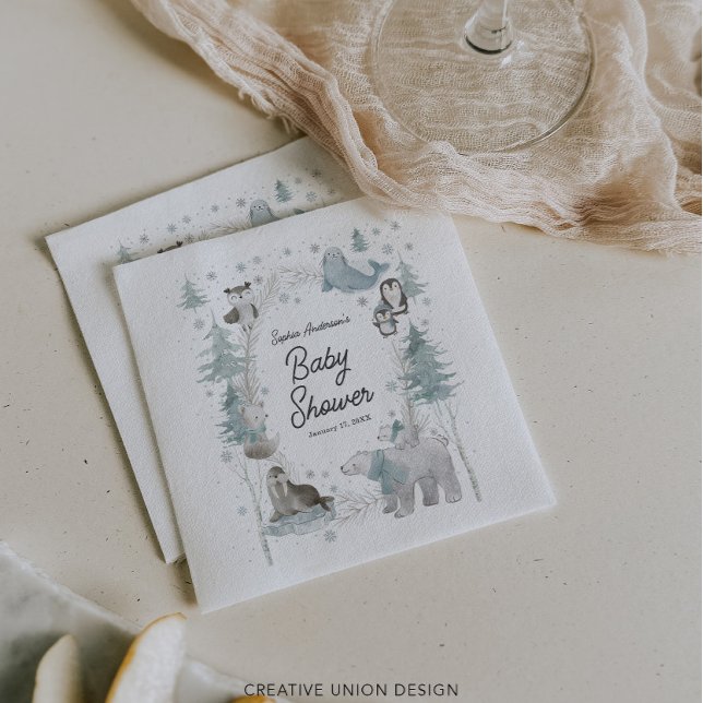 Arctic Animals Winter Baby Shower Napkins (Creator Uploaded)