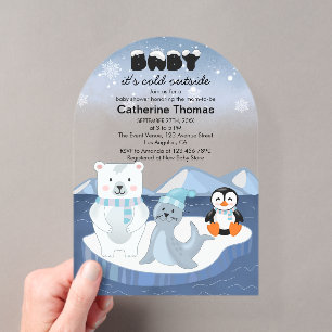Arctic Animals Winter Wonderland Baby Shower Acrylic Invitations