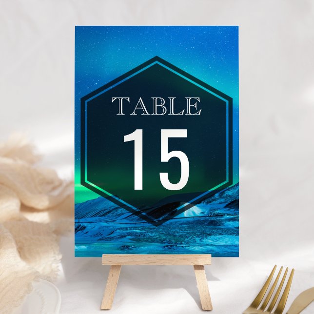Arctic Aurora Northern Lights Wedding Table Number (Creator Uploaded)