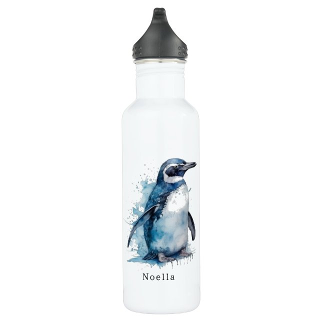 Arctic Azure Watercolor Penguin, custom 710 Ml Water Bottle (Right)