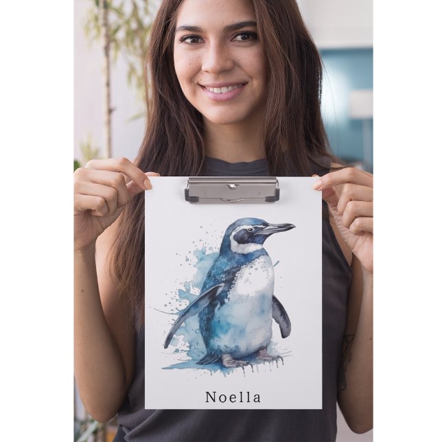 Arctic Azure Watercolor Penguin, custom Clipboard (Creator Uploaded)
