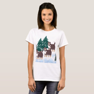 Arctic Beauties Brown Huskies in Snow Winter Woofs T-Shirt