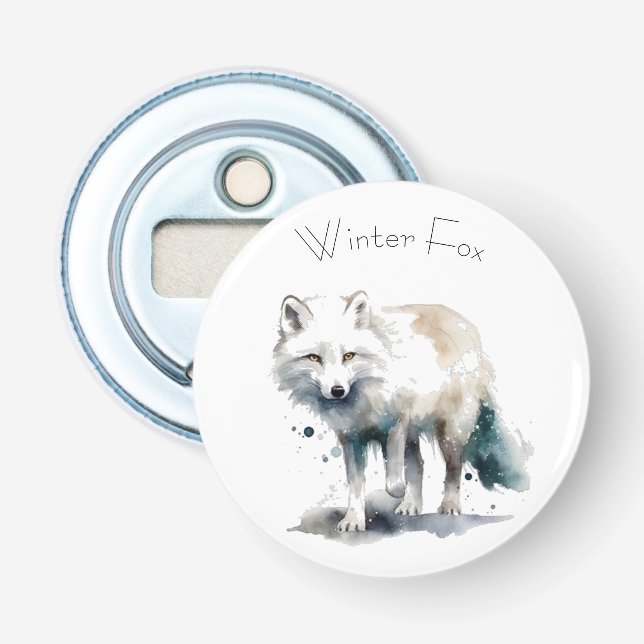 Arctic beauty: Winter Fox custom Bottle Opener (Front)
