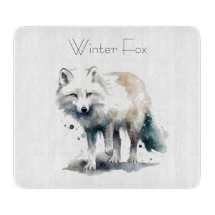 Arctic Beauty: Winter Fox custom Cutting Board