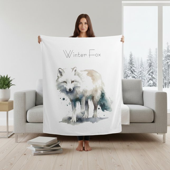 Arctic Beauty: Winter Fox custom Fleece Blanket (Creator Uploaded)