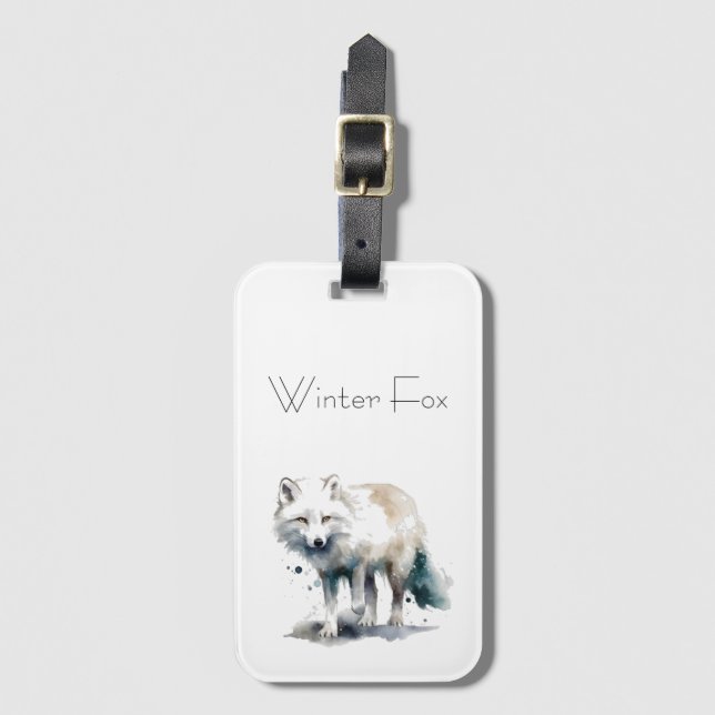 Arctic Beauty: Winter Fox custom Luggage Tag (Front Vertical)