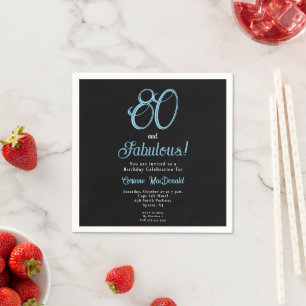 Arctic Blue Eighty and Fabulous 80th Birthday Napkin