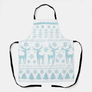 Arctic Blue Folk Art Winter Theme Apron