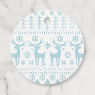 Arctic Blue Folk Art Winter Theme Favour Tags