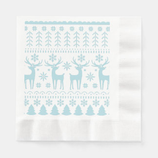 Arctic Blue Folk Art Winter Theme Napkin