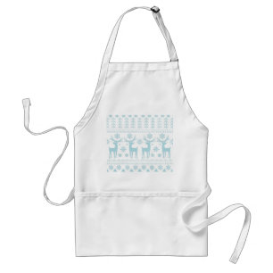 Arctic Blue Folk Art Winter Theme Standard Apron