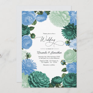 Arctic Blue, Frosted Pine & Cloud Moss Wedding Invitation