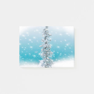 Arctic blue frozen frosty silver sparkle evergreen post-it notes