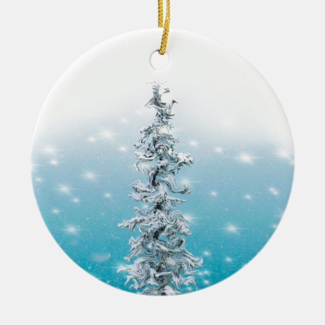 Arctic blue Holiday pine tree  Ceramic Tree Decoration (Front)