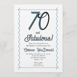 Arctic Blue Seventy and Fabulous 70th Birthday Invitation
