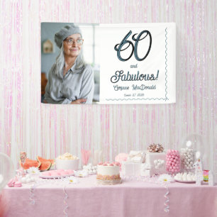 Arctic Blue Sixty and Fabulous 60th Birthday Party Banner