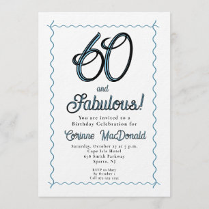 Arctic Blue Sixty and Fabulous 60th Birthday Party Invitation