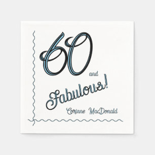 Arctic Blue Sixty and Fabulous 60th Birthday Party Napkin