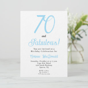 Arctic Blue Sixty and Fabulous 70th Birthday Party Invitation