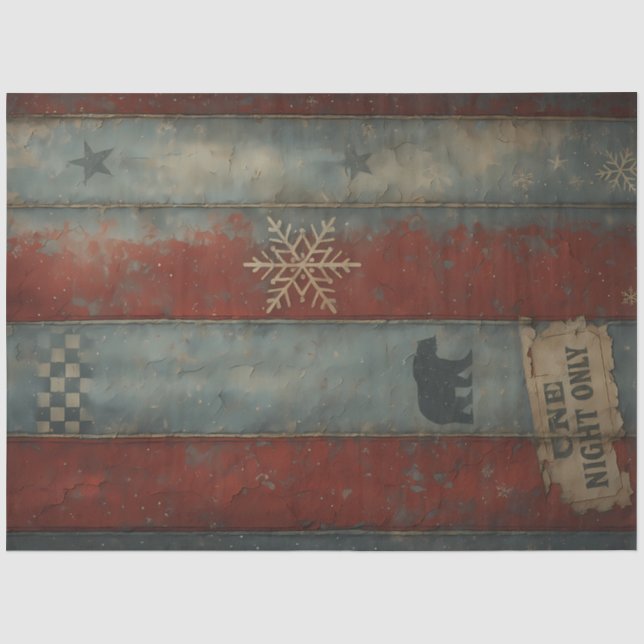 Arctic Circus Rustic Carnival Stripe Winter  Tissue Paper (Front)