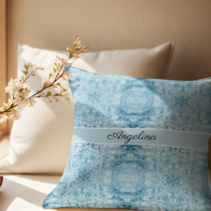 Arctic Comfort   Blue & White Feather Pattern Cushion