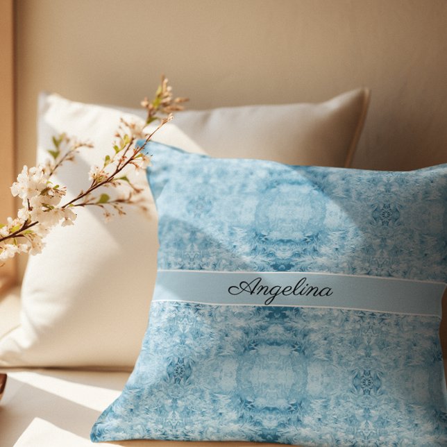 Arctic Comfort | Blue & White Feather Pattern Cushion (Creator Uploaded)