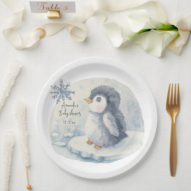 Arctic cute Penguin  Paper Plate (Wedding)