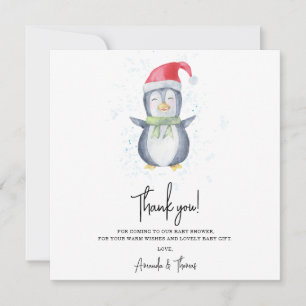 Arctic cute Penguin thank you baby shower Card