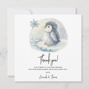Arctic cute Penguin thank you baby shower Card