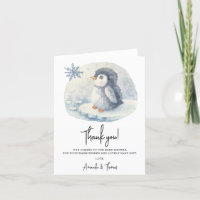 Arctic cute Penguin thank you baby shower 